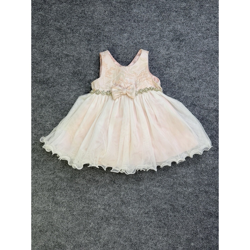 American Princess Baby Girl‎ Pink Floral Dress 6M Bow